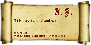 Miklovicz Zombor névjegykártya